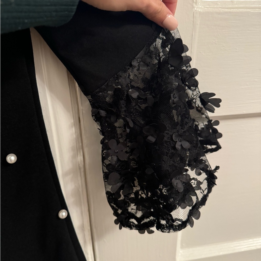 Cute XS SHEIN black dress with 3D pearls and flowers! - Picture 2 of 3